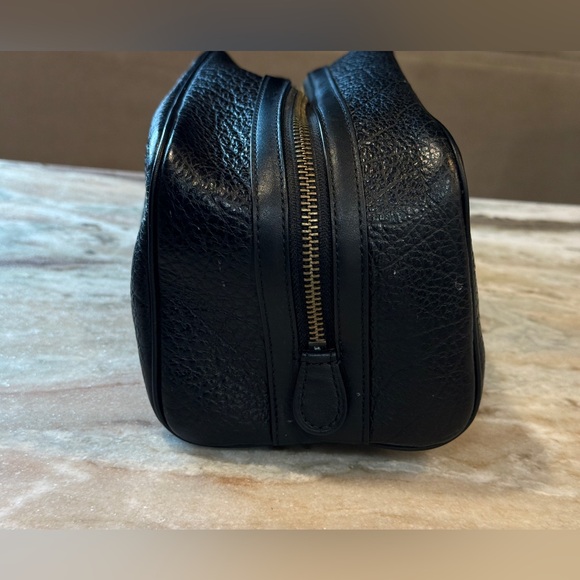 Authentic COACH Toiletry Travel Bag- black leather with varsity stripe - Picture 3 of 9